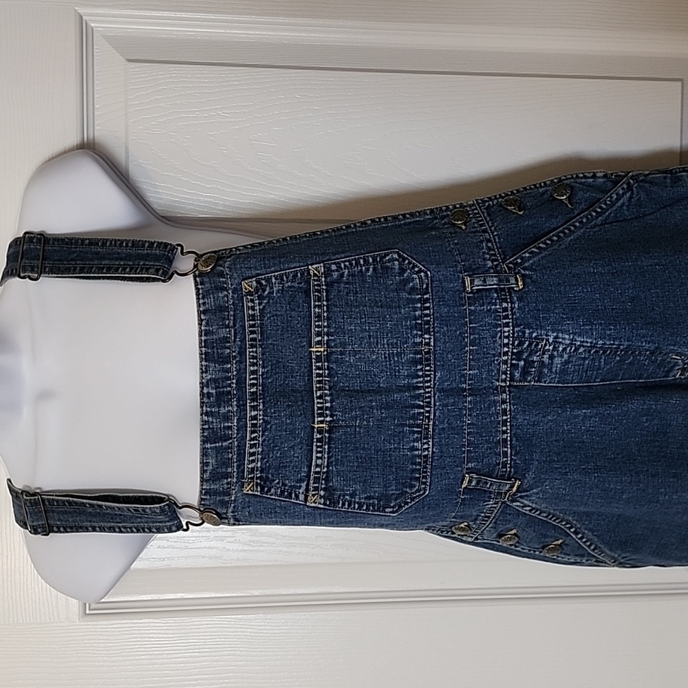 Old Navy Classic Blue Denim Flare Overalls, Size 16 - Picture 2 of 10